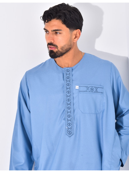 Ensemble de qamis à coutures contrastantes