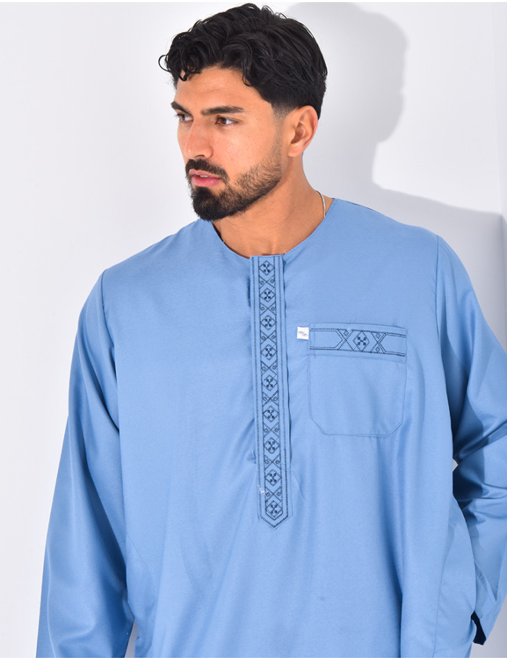 Ensemble de qamis à coutures contrastantes