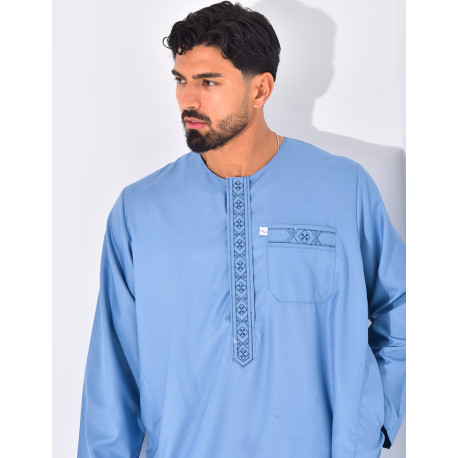 Ensemble de qamis à coutures contrastantes