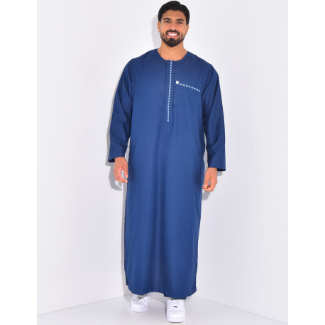 Ensemble de qamis à coutures contrastantes