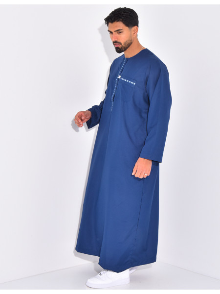 Ensemble de qamis à coutures contrastantes