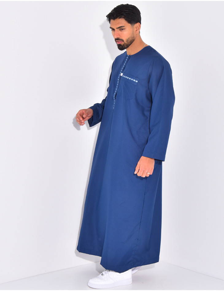 Ensemble de qamis à coutures contrastantes