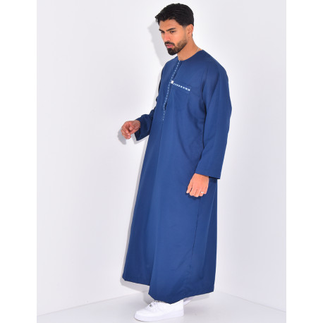 Ensemble de qamis à coutures contrastantes