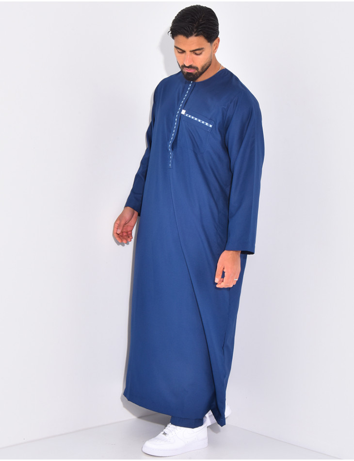 Ensemble de qamis à coutures contrastantes