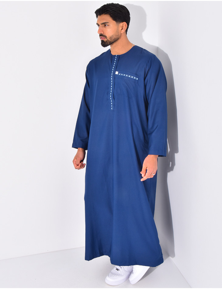 Ensemble de qamis à coutures contrastantes