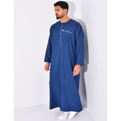 Ensemble de qamis à coutures contrastantes