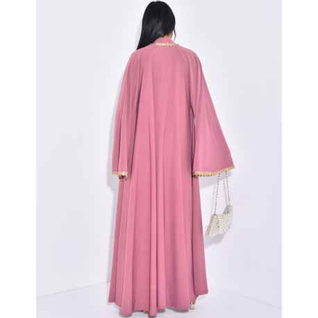 Kimono with embroidered borders and heart patterns