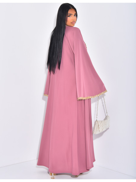 Kimono with embroidered borders and heart patterns