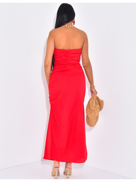 Bustierkleid aus Leinen mit gerafftem Effekt