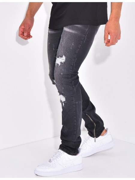 Jeans flare à coutures contrastantes