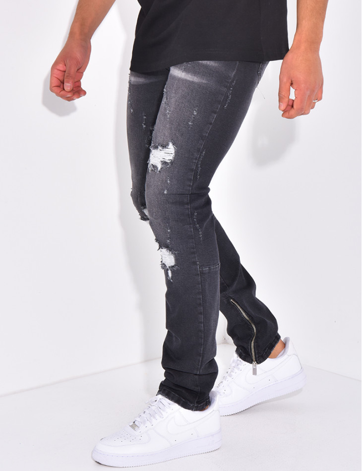 Jeans flare à coutures contrastantes