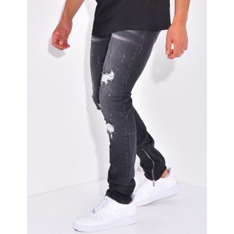 Jeans flare à coutures contrastantes