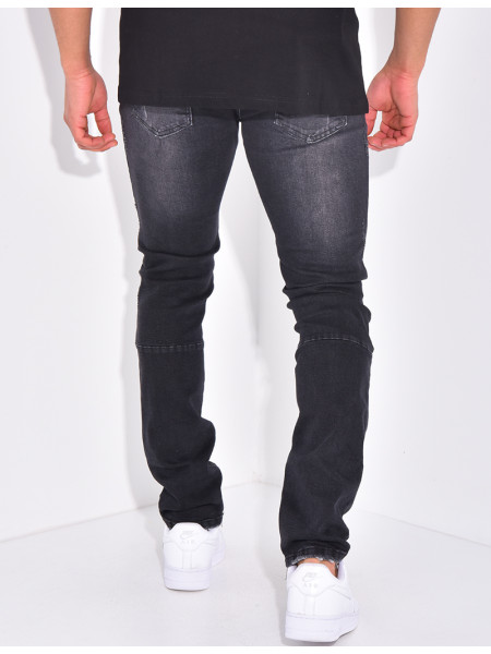Jeans flare à coutures contrastantes