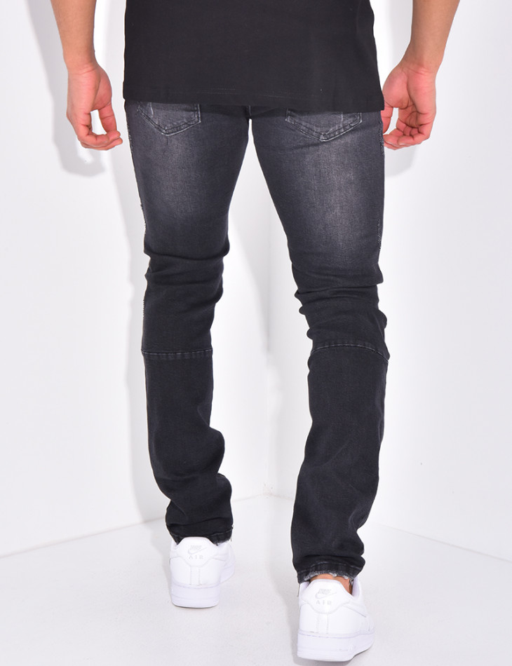 Jeans flare à coutures contrastantes