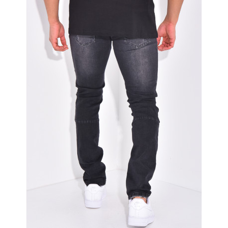 Jeans flare à coutures contrastantes