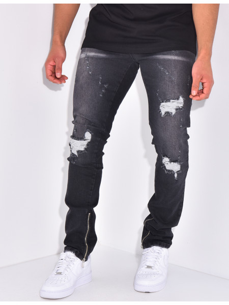 Jeans flare à coutures contrastantes
