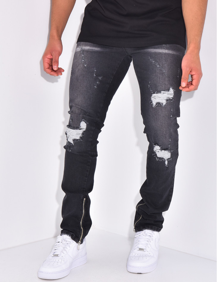 Jeans flare à coutures contrastantes