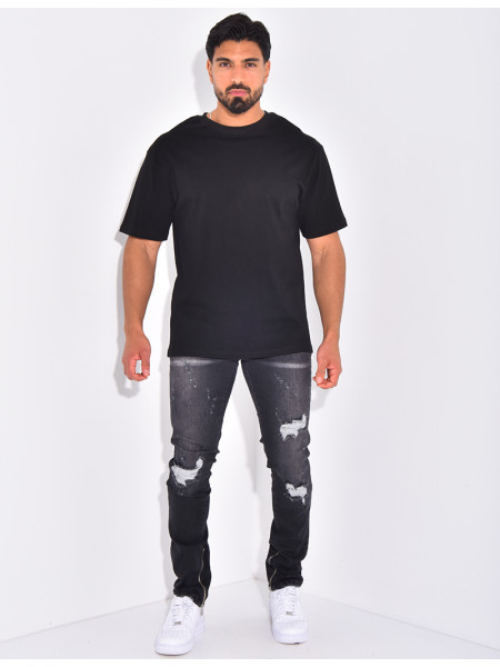 Jeans flare à coutures contrastantes