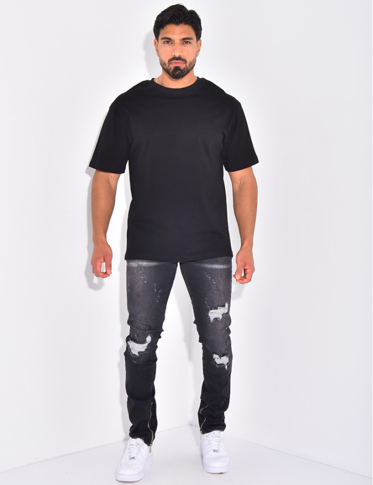 Jeans flare à coutures contrastantes