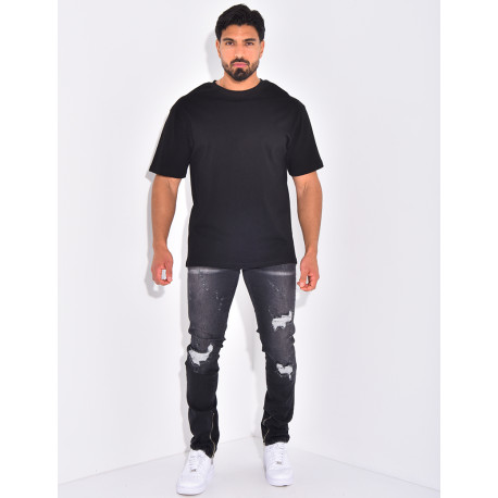 Jeans flare à coutures contrastantes