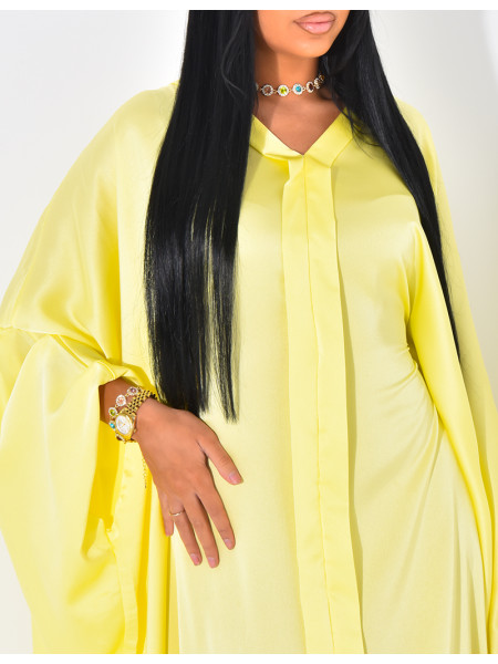 Abaya papillon en satin à nouer à la taille