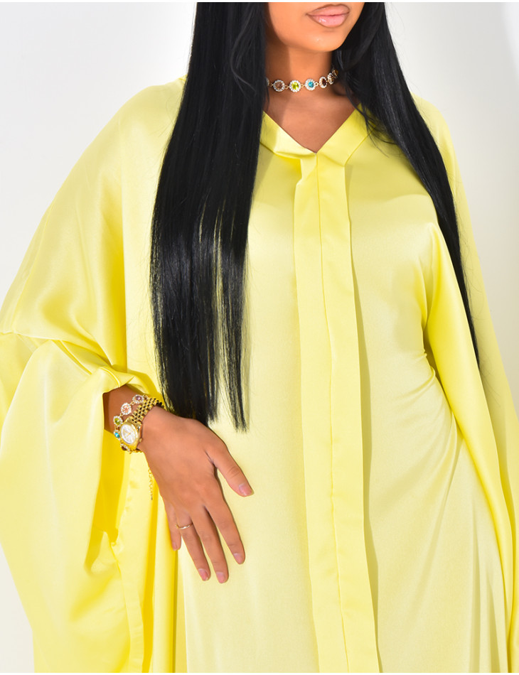 Abaya papillon en satin à nouer à la taille
