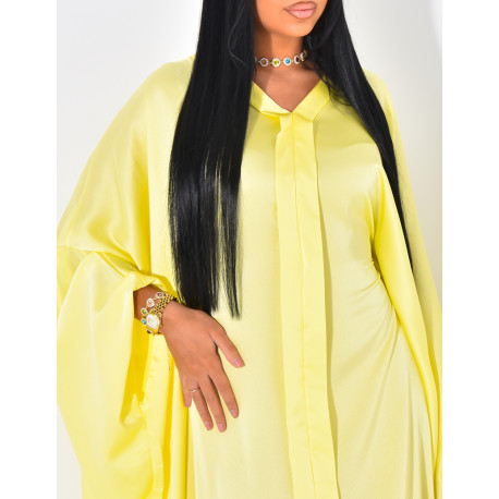 Abaya papillon en satin à nouer à la taille