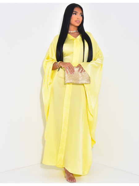 Abaya papillon en satin à nouer à la taille