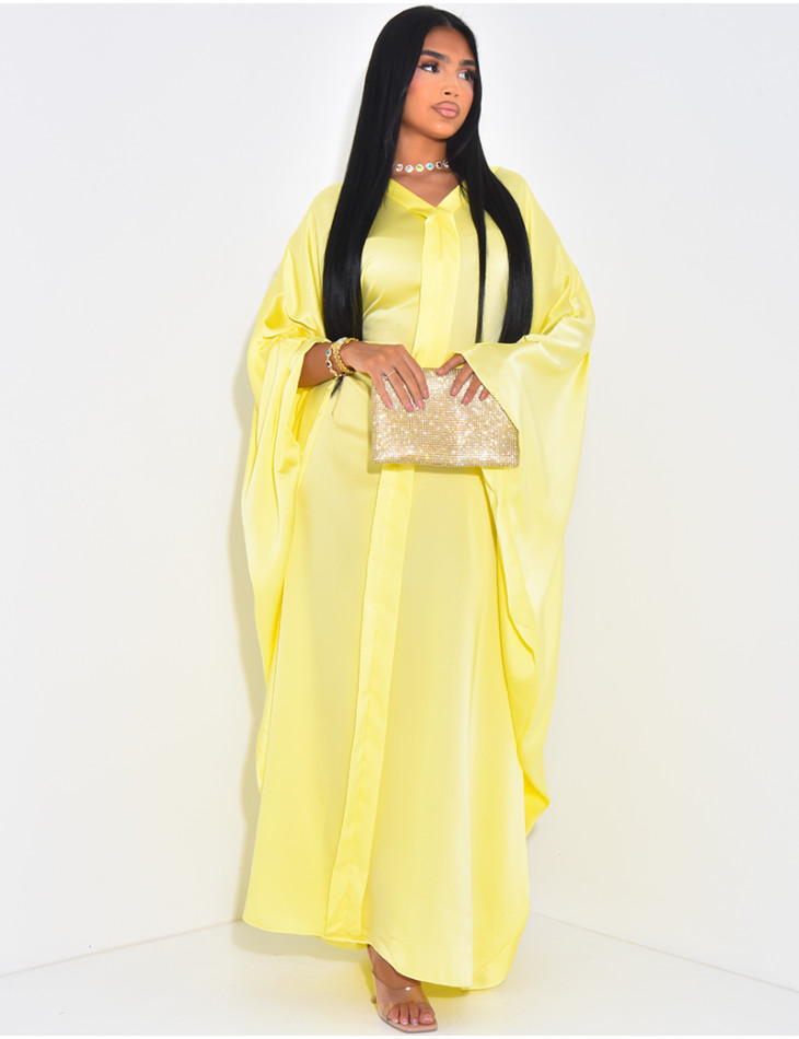 Abaya papillon en satin à nouer à la taille