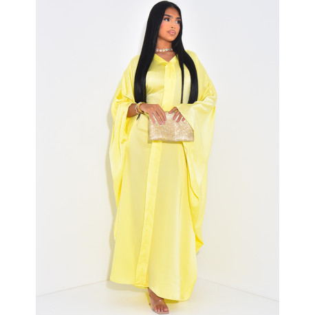 Abaya papillon en satin à nouer à la taille