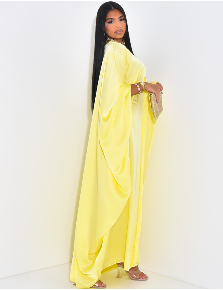 Abaya papillon en satin à nouer à la taille