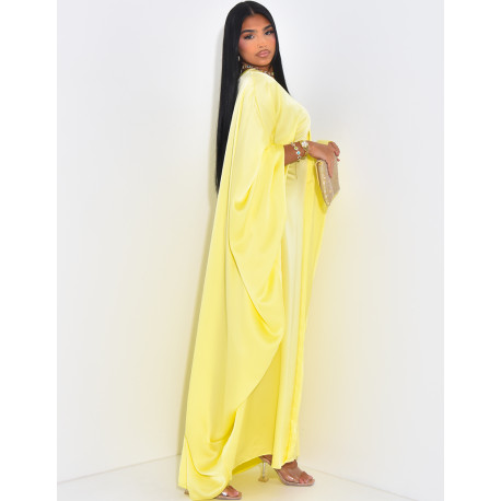 Abaya papillon en satin à nouer à la taille