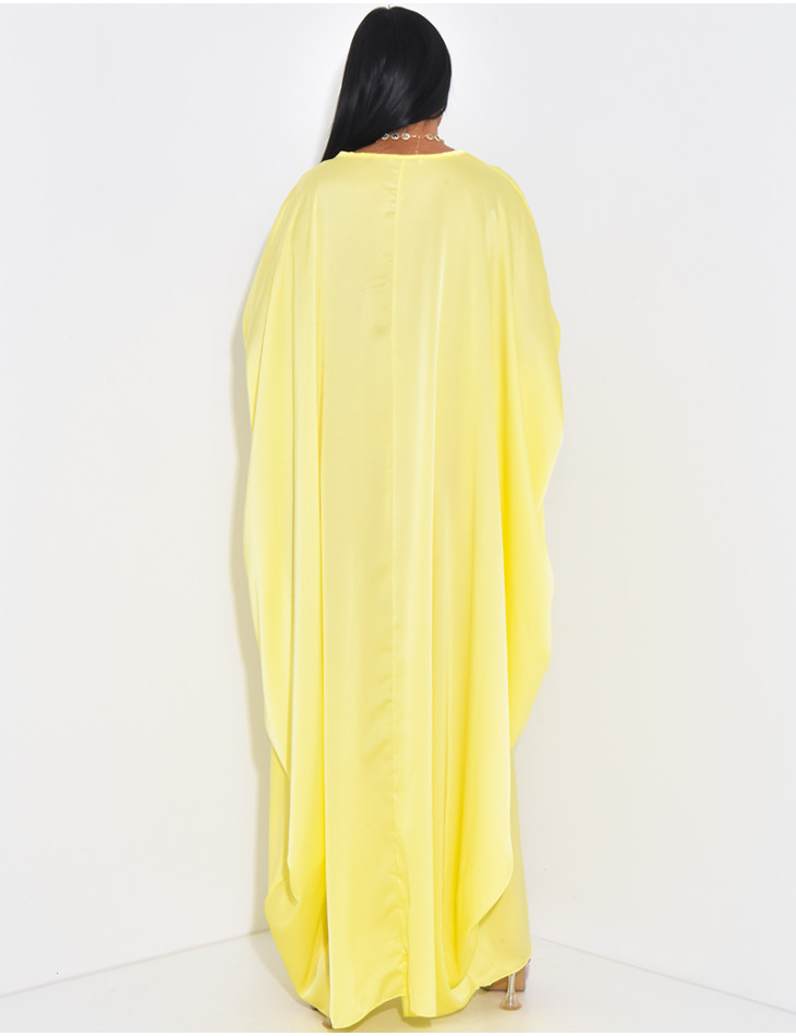 Abaya papillon en satin à nouer à la taille