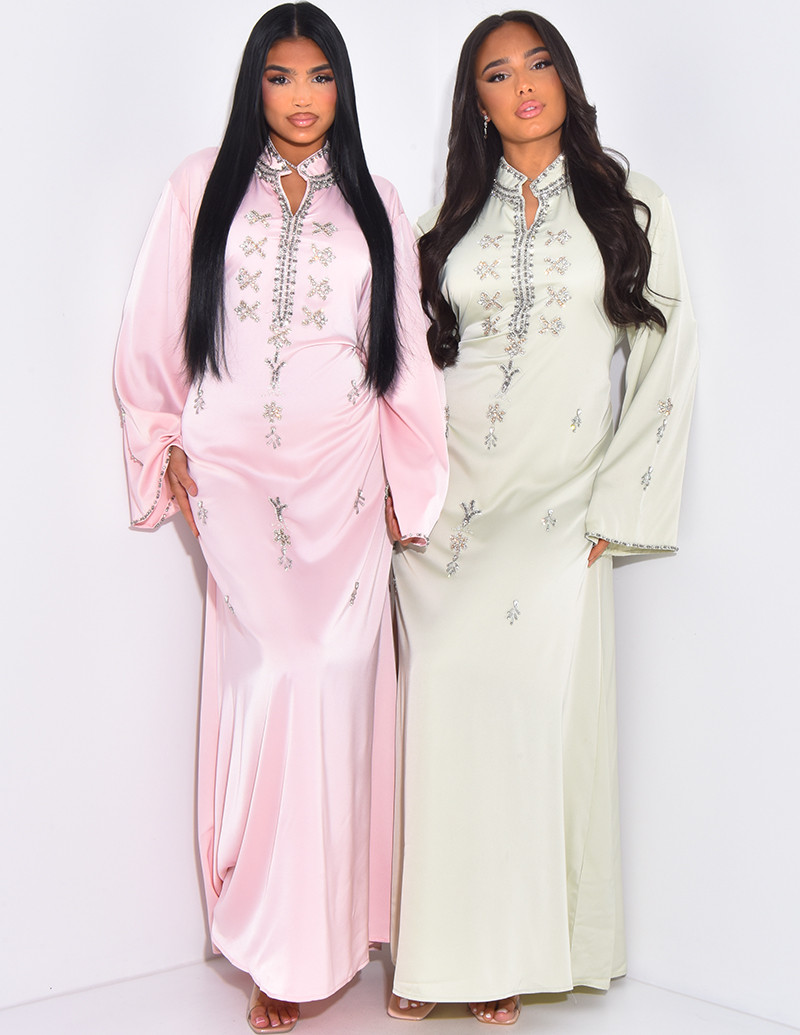 Abaya premium en satin à...