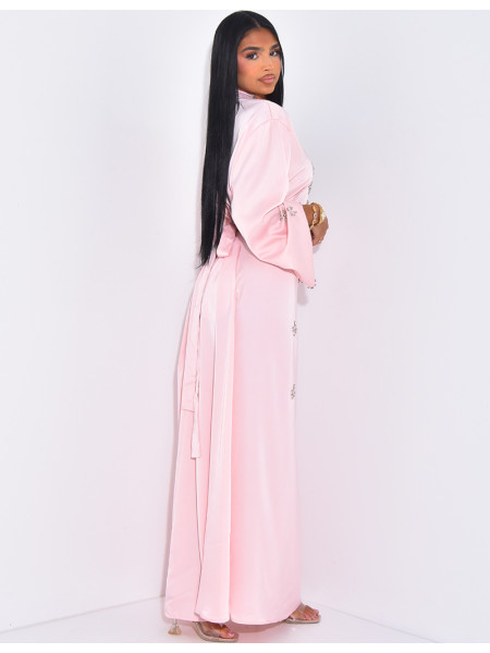 Premium abaya in hand-beaded satin