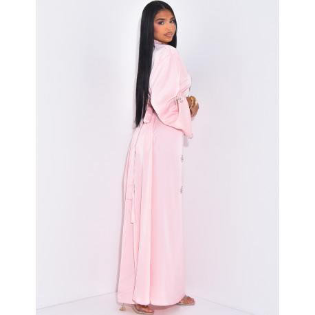 Premium abaya in hand-beaded satin