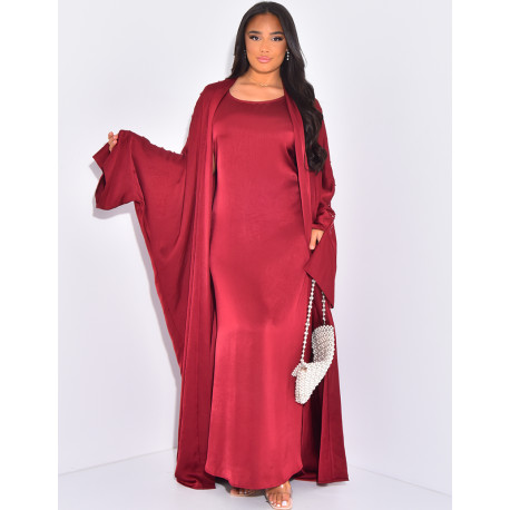 Premium dress and kimono set with rhinestones on sleeves