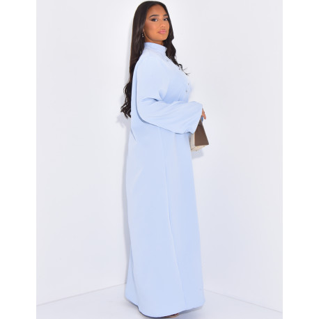 Abaya premium à perlage réalisé à la main et plumes