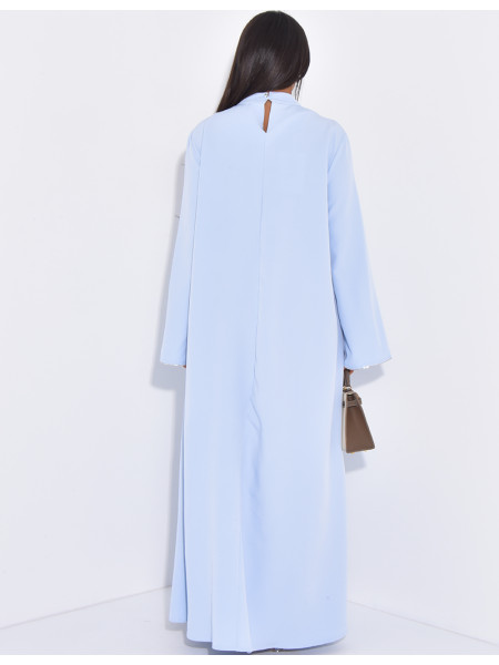 Abaya premium à perlage réalisé à la main et plumes