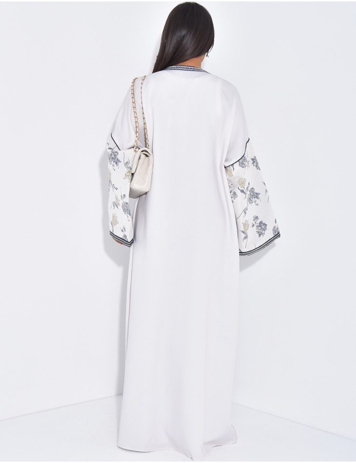 Long embroidered kimono set & sleeveless under-dress