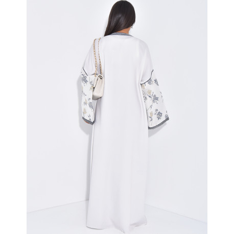 Long embroidered kimono set & sleeveless under-dress