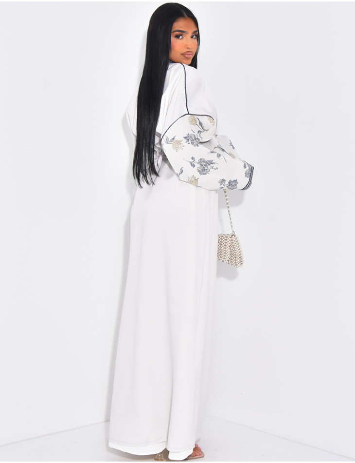 Long embroidered kimono set & sleeveless under-dress