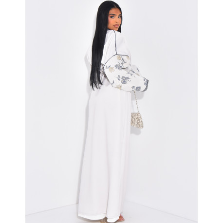 Long embroidered kimono set & sleeveless under-dress