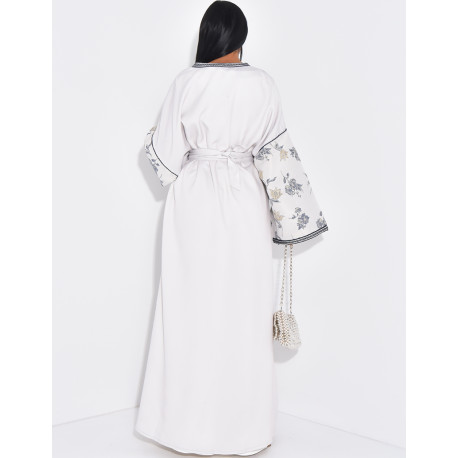 Long embroidered kimono set & sleeveless under-dress