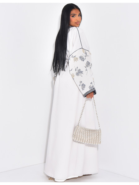 Long embroidered kimono set & sleeveless under-dress