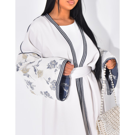 Long embroidered kimono set & sleeveless under-dress