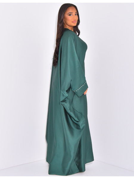 Abaya papillon à strass sur le col et les manches