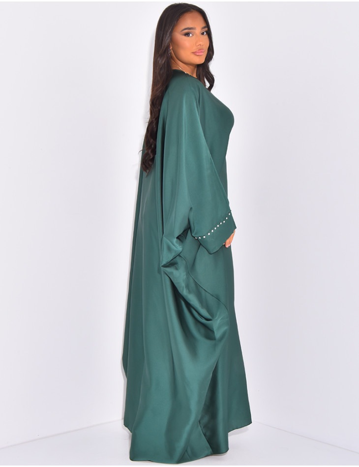 Abaya papillon à strass sur le col et les manches