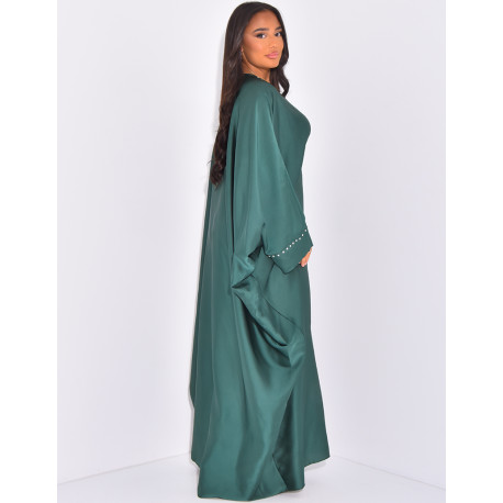 Abaya papillon à strass sur le col et les manches