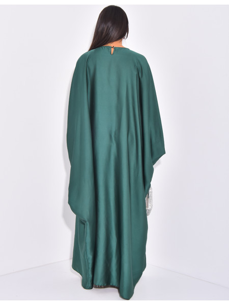 Abaya papillon à strass sur le col et les manches